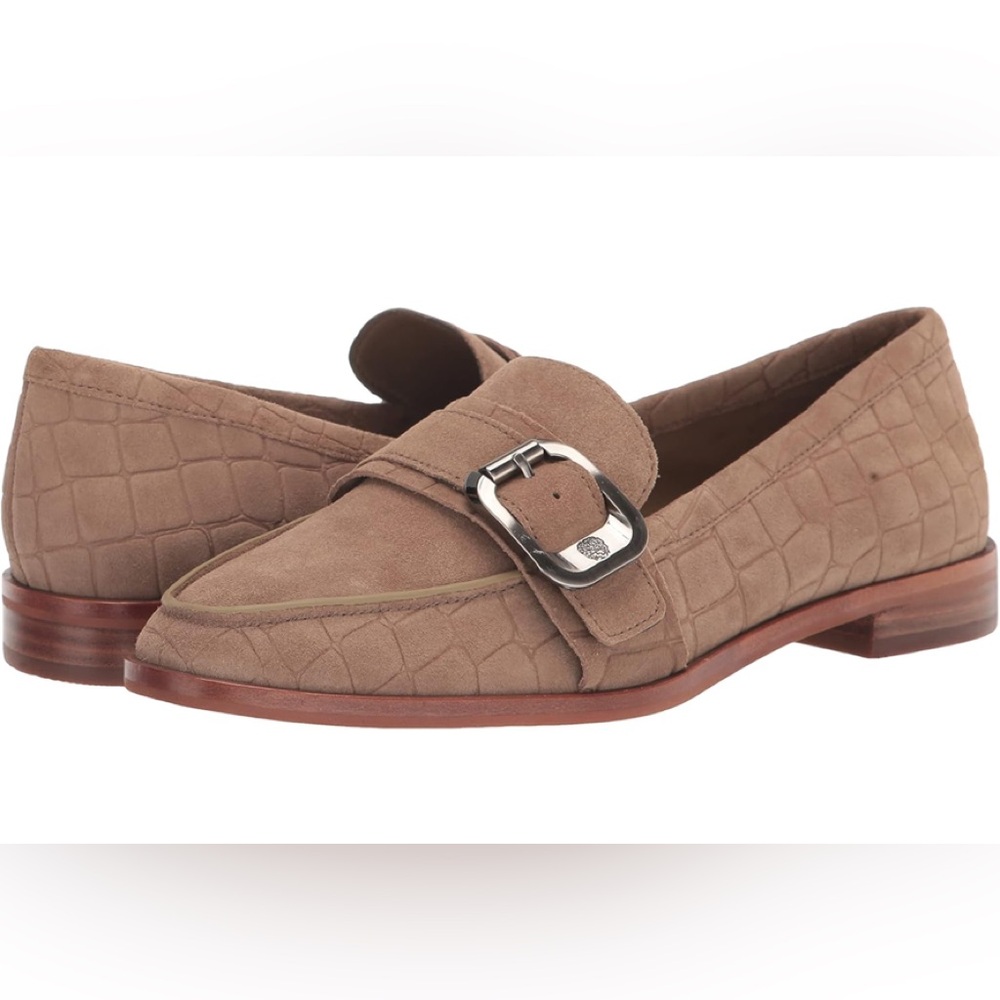 Vince Camuto Tan Crocodile-Embossed Loafers